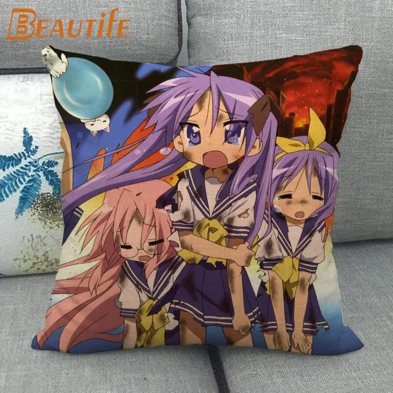 Custom Lucky Star Pillowcase Cartoon Girl Wedding Decorative Cotton Linen Pillow Case for Home Pillow Cover 45X45cm One Side