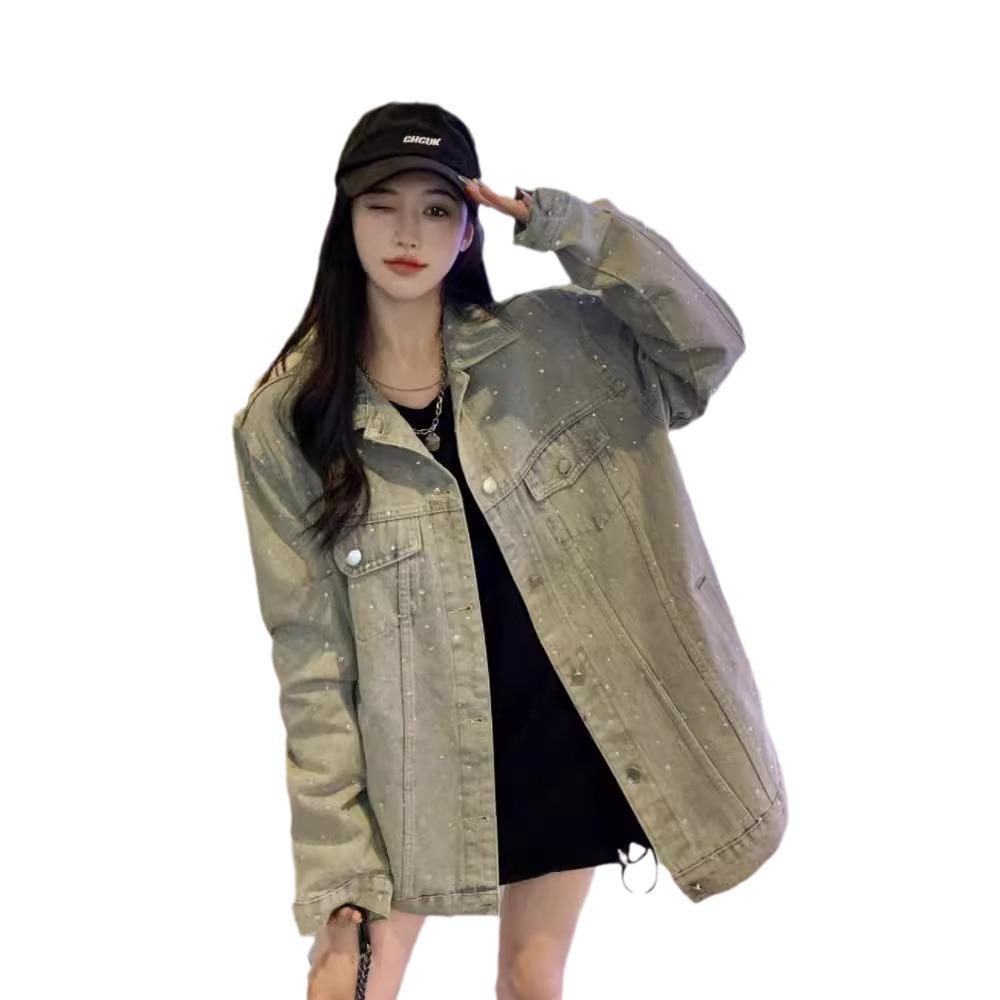 Loose Denim Jacket Women's Spring Heavy Drill Work Style Jacket