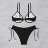 Women Two Piece Swimsuit Set Adjustable Top with Drawstring and Side Tie Bikini Bottom for Beachwear