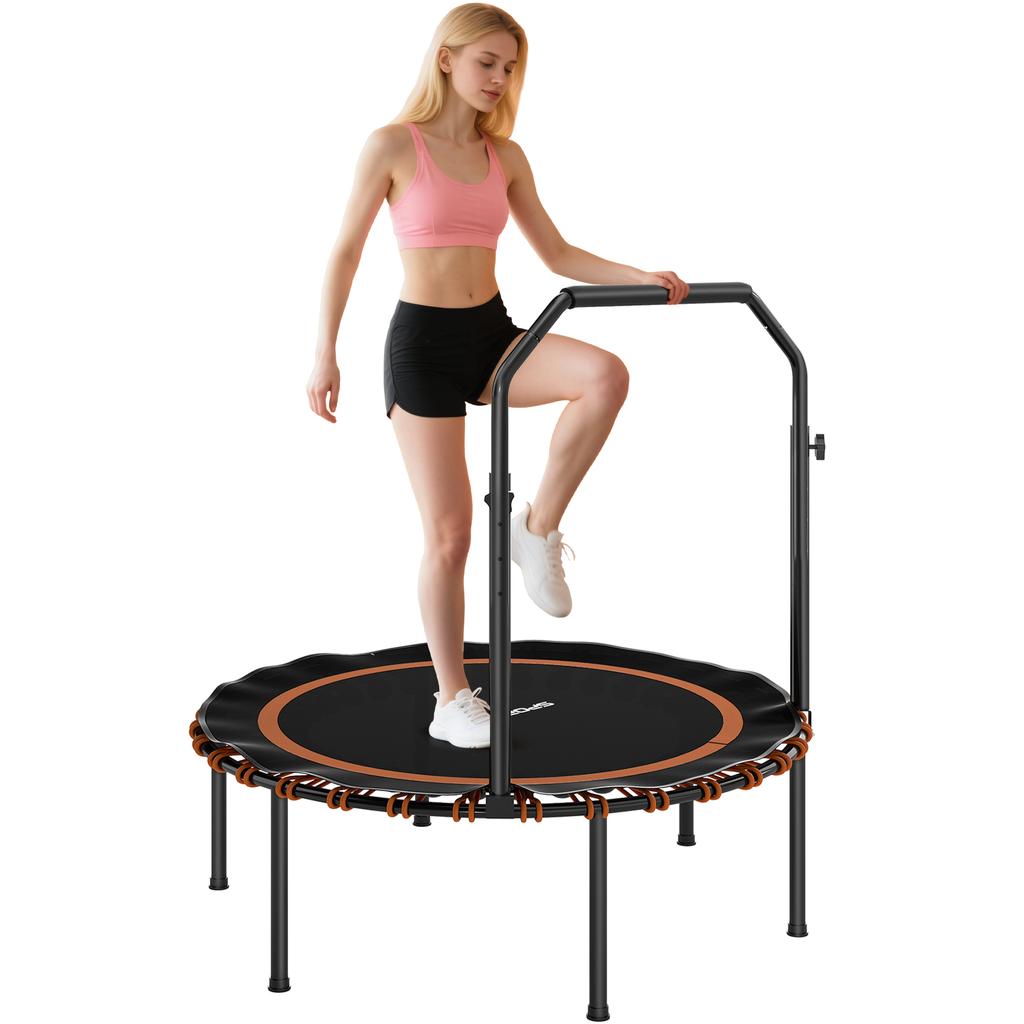 40" Foldable Fitness Trampoline Rebounder with Handle, Orange
