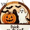 Halloween Door Sign Layered Round Hanger, 3D Pumpkin Ghost Owl Wood Welcome Sign, Handmade Farmhouse Front Wall Hanging Decor for Home Store