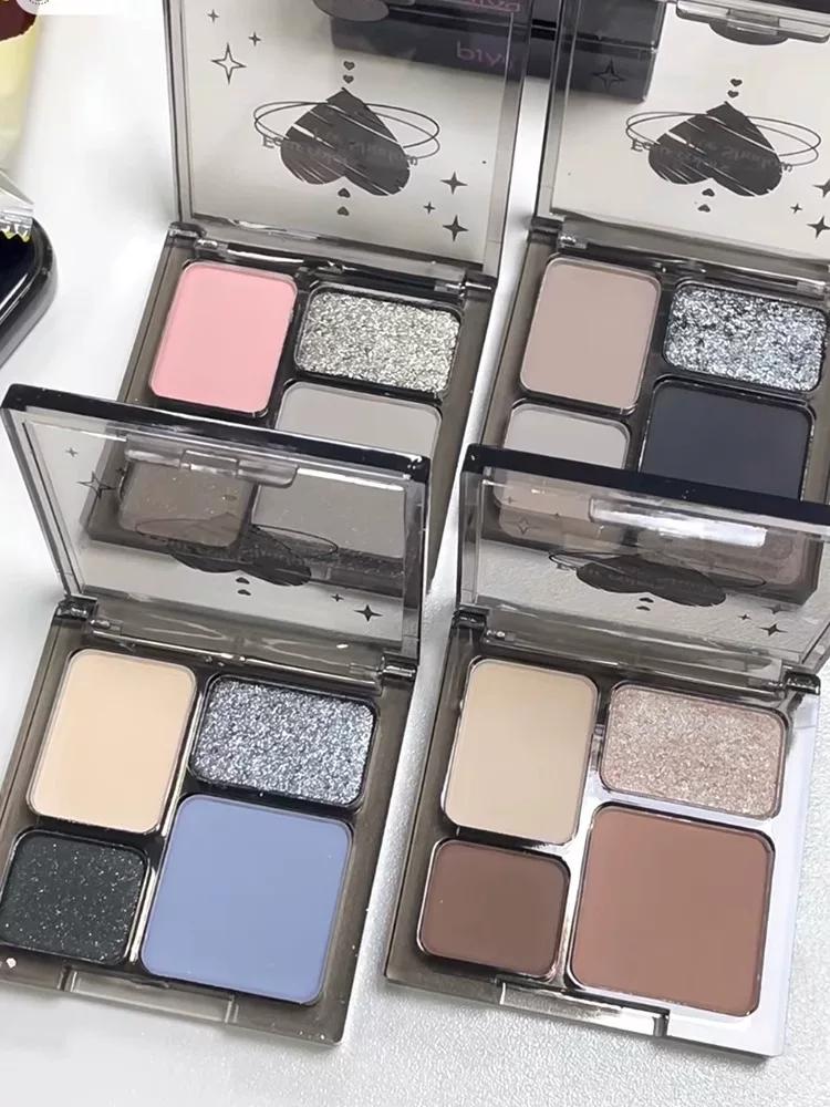 Low Saturation Milk Blue Eye Shadow Plate! Biya Light Face Work Clothing Matte Glitter Delicate Gray and Brown Earth Cement Gray Niche Style