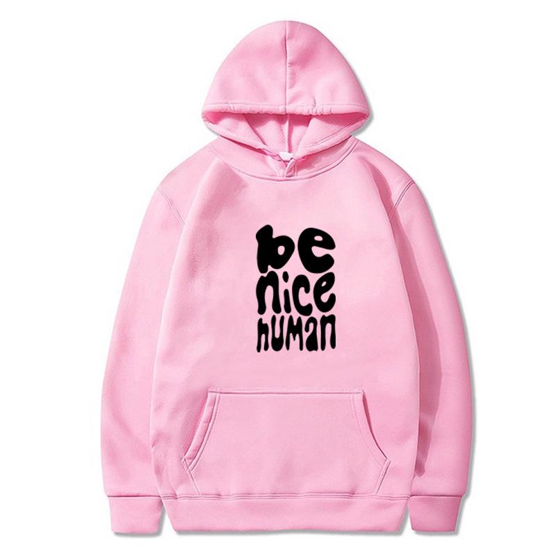 Autumn Winter 2023 Anime 'Be Nice Human' Plus Size Cartoon Pullover Hoodie