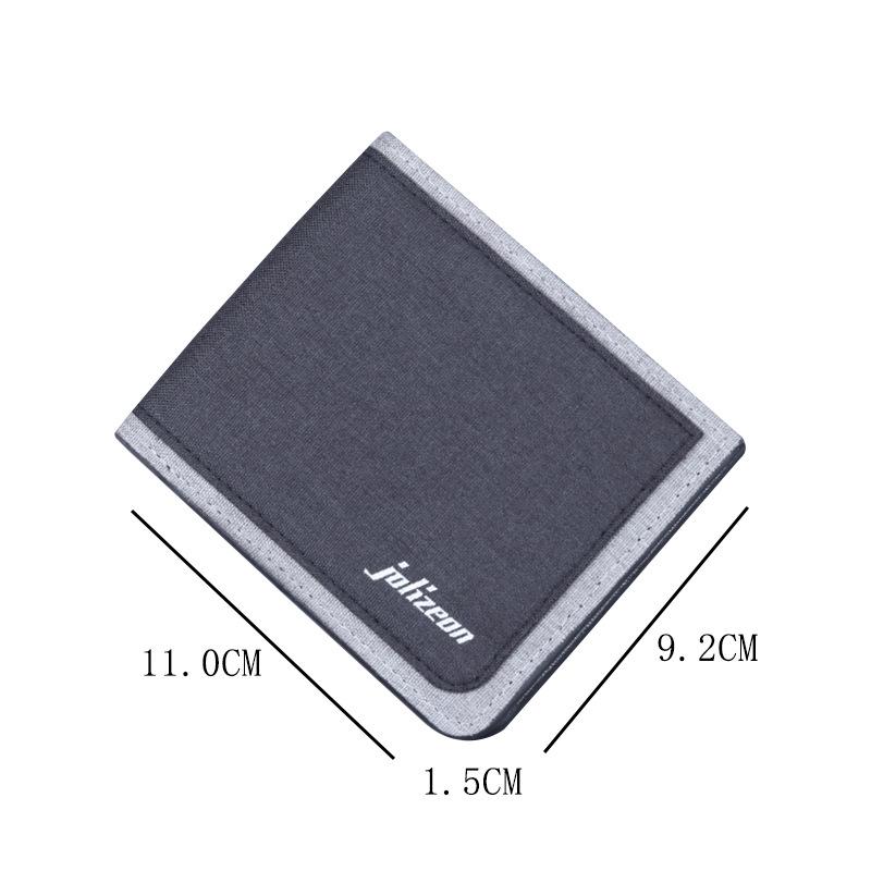 Men's Canvas & Leather Bi-Fold Wallet with Anti-Demagnetization Card Holder