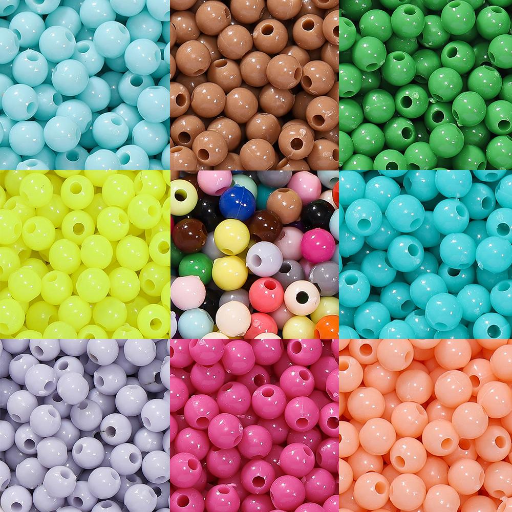 10g/lot 4mm Multicolor Acrylic Round Shape Loose Spacer Beads for Diy Handmade Necklace Earring Jewelry Making Accessories