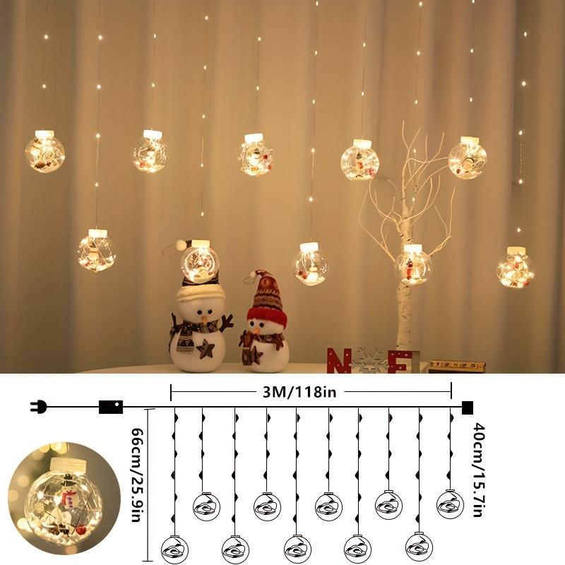 Weihnachts-LED-Lichtervorhang, Wunschkugeln, alter Schneemann, Weihnachtsbaumanhänger, Fensterdekorationslichter, Weihnachtsdekoration, Kupferdrahtlichter
