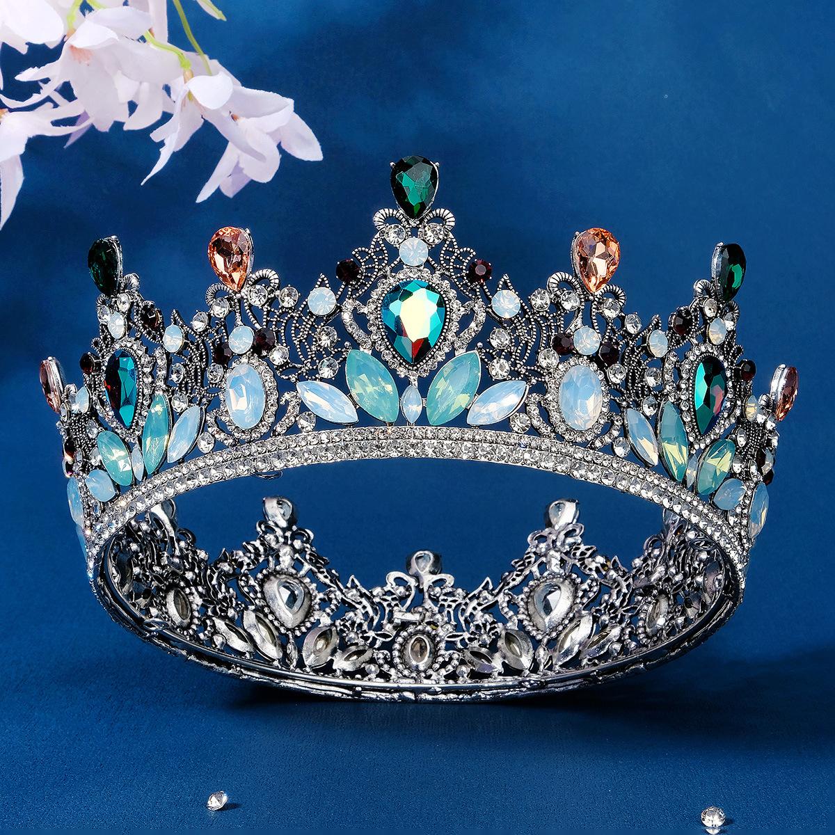 

DIEZI 3 Colors Baroque Multicolor Crystal Crown Tiara For Women Girls Wedding Party 2025 New Luxury Elegant Bridal Hair Jewelry