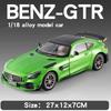 Velký 1:18 Mercedes-Benz AMG GTR model auta Kovové tlakově lité vozidlo Sběratelské hobby zvuková a světelná stahovací miniaturní hračka pro chlapce, děti dárek