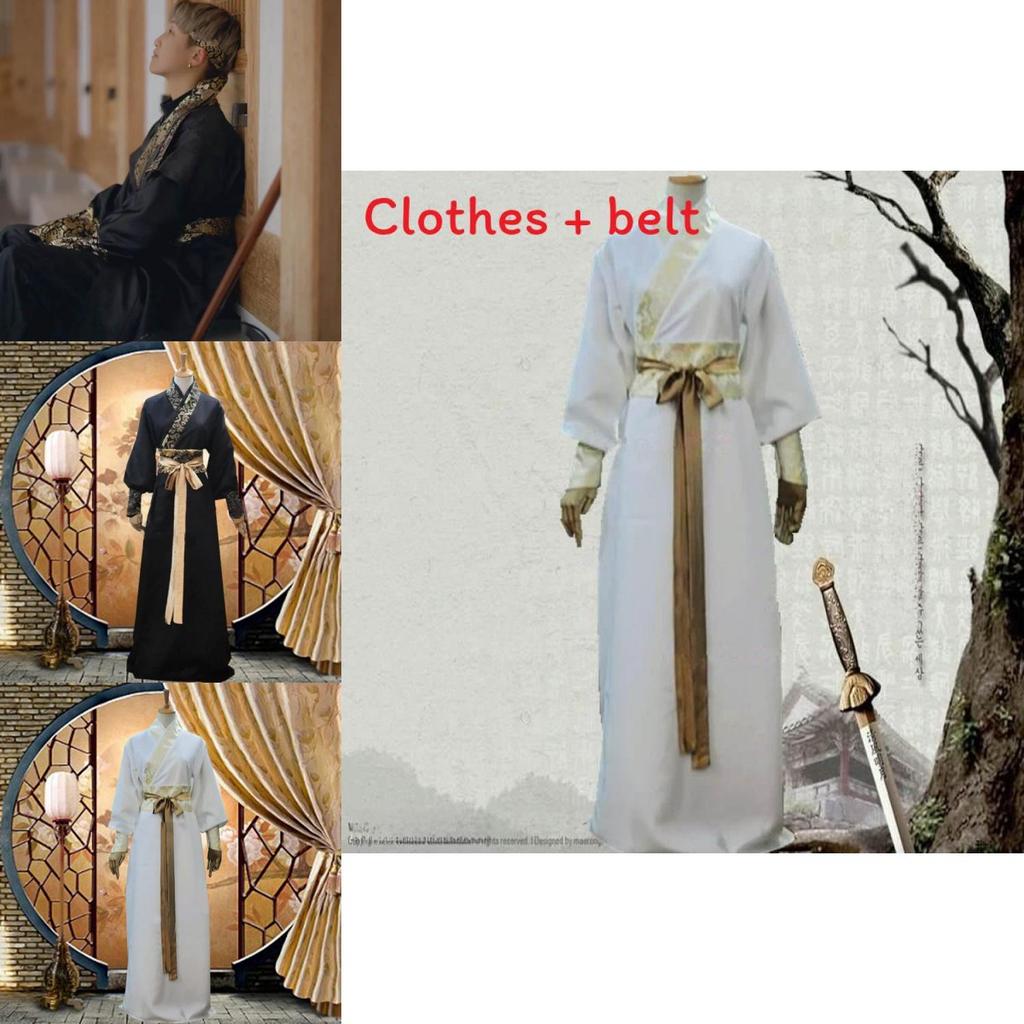 Hanfu Performance Costume With Rich Fabric And Decorative Belt For Stage And Ceremony Use