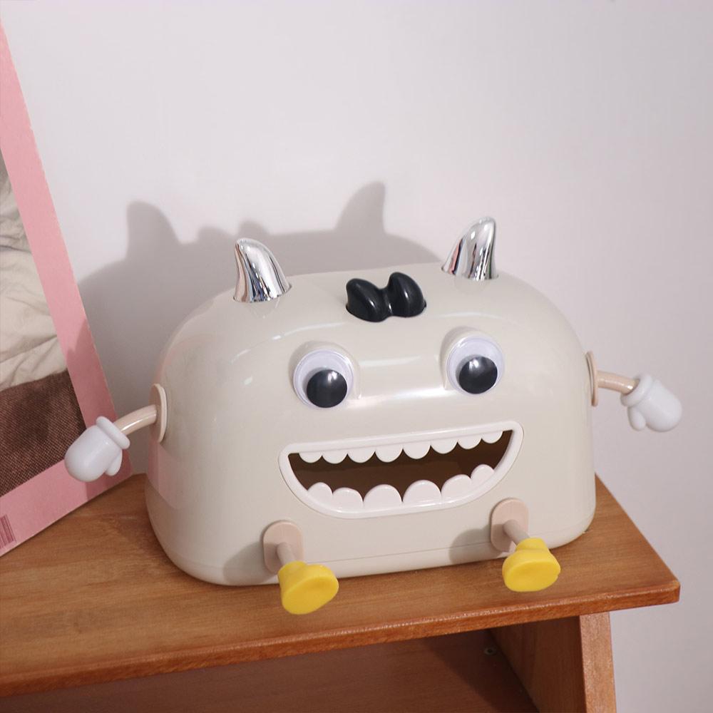 Cute Cartoon Tissue Box Non-slip Decorative Facial Tissue Holder Large Capacity with Phone Holder Napkin Container Coffee Table