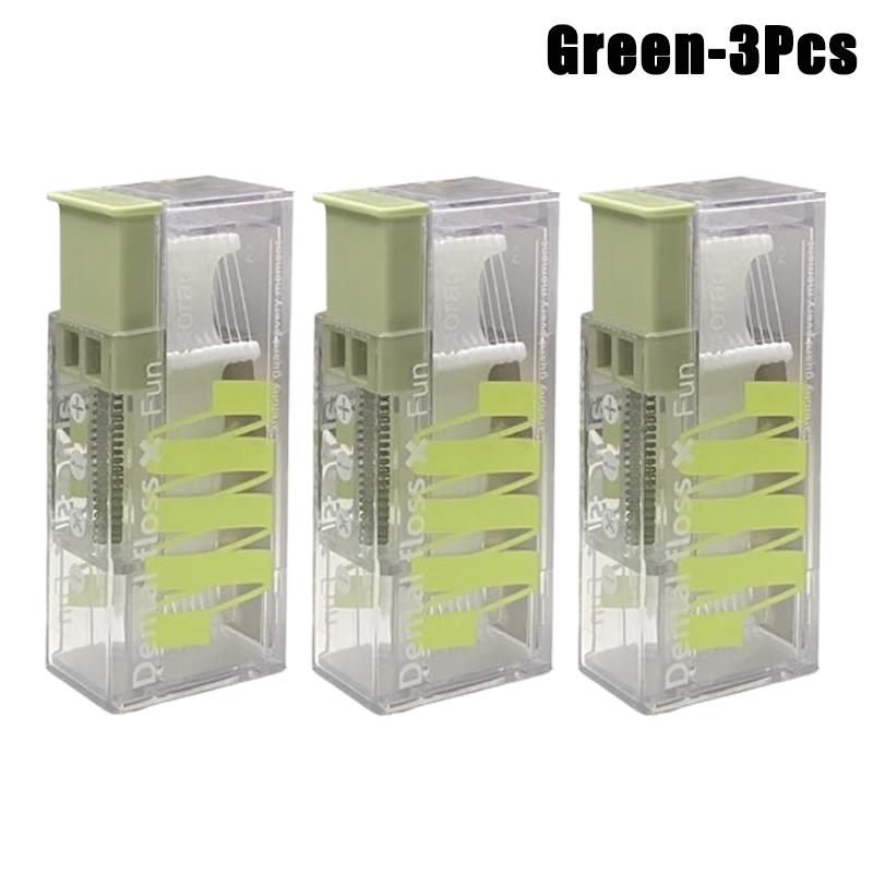 Portable Floss Dispenser Includes 10Pcs Floss Automatic Ejectable Floss Organiser Oral Care Press-on Disposable Flossing Sticks