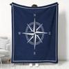 Nautical Compass Rose Blanket, Navy Blue Sailing Theme Throw for Sofa Bed, Soft Fleece Decor Gift for Men & Travelers