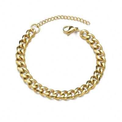 Kubanisches Armband aus poliertem Edelstahl mit sechs Seiten: 3.5/5/7mm, Hip-Hop-Stil, Schlicht und Trendig