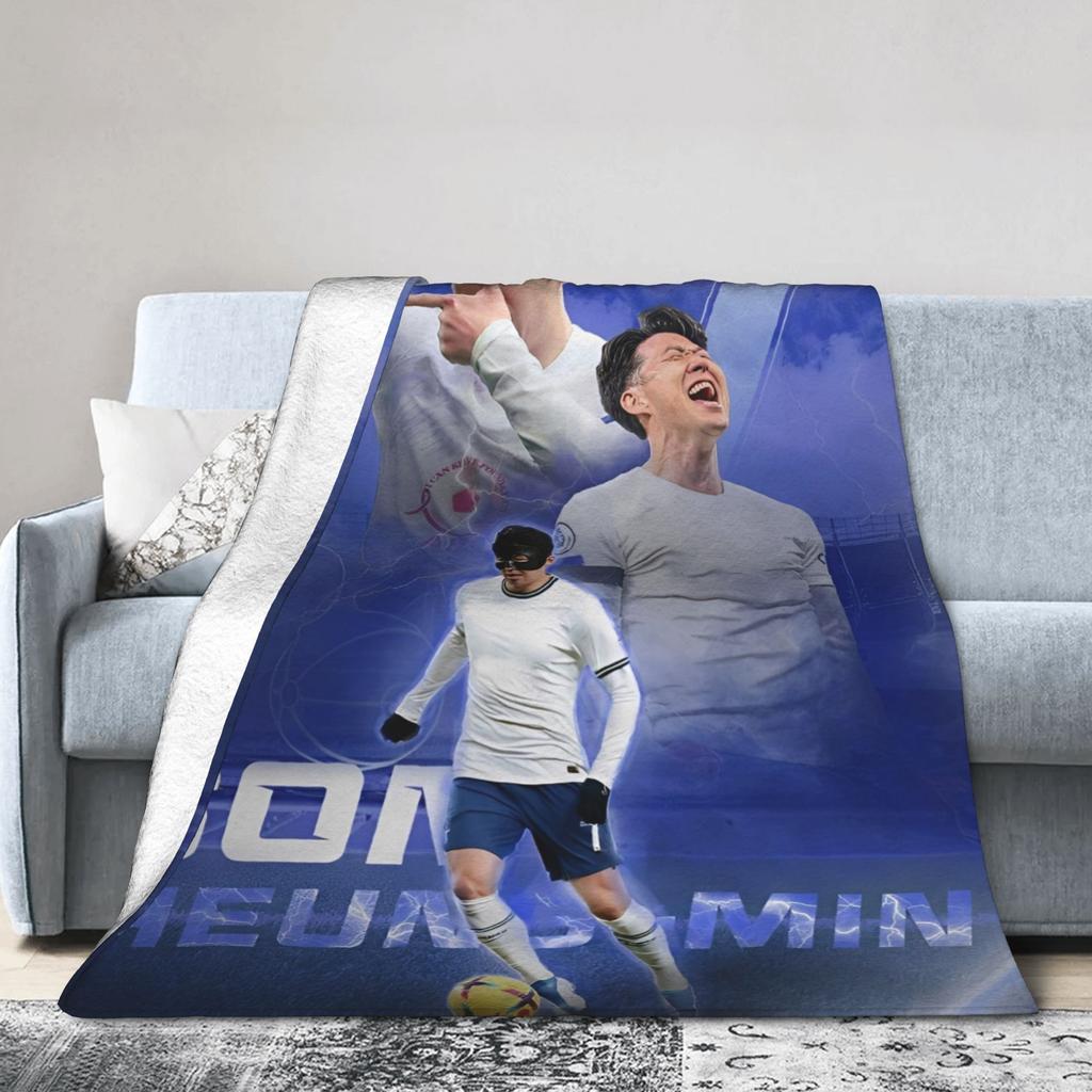 Son Heung-Min Soccer Football Fleece Throw Blankets Number 7 Blanket for Home Bedroom Lightweight Bedroom Quilt