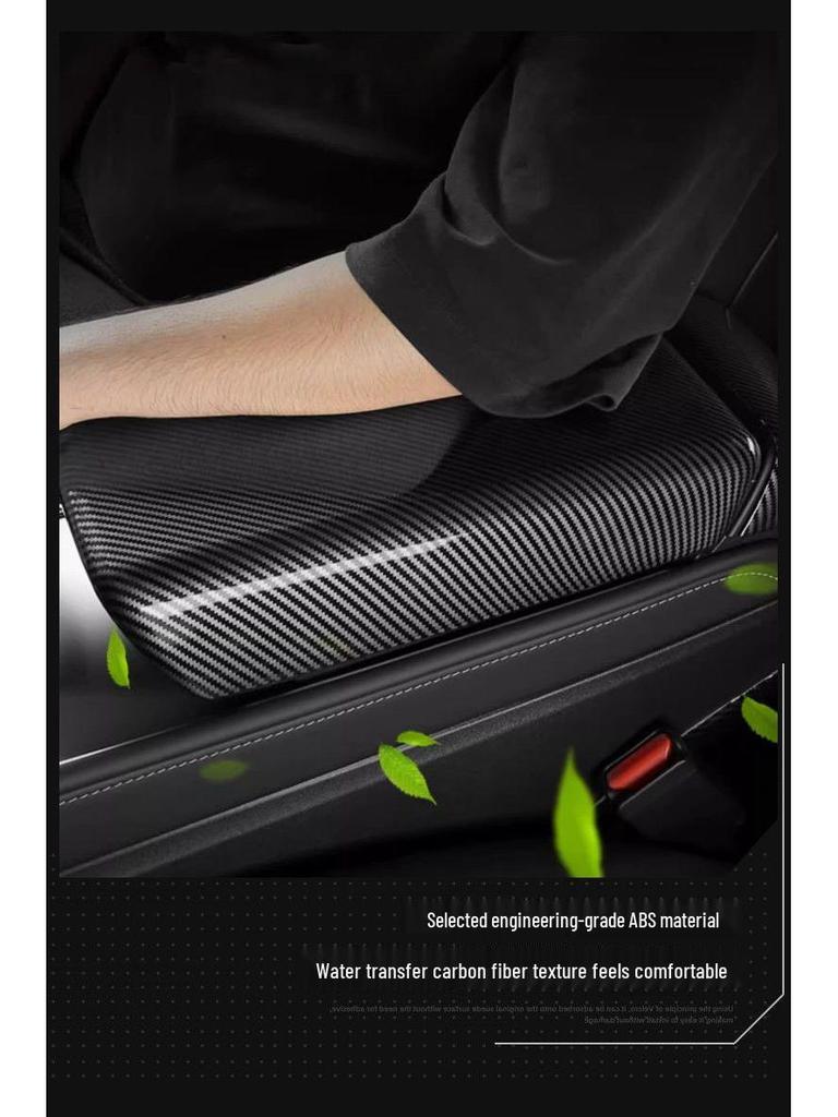 Tesla Model 3/Y Carbon Fiber Armrest Box Cover & Air Vent Protector.