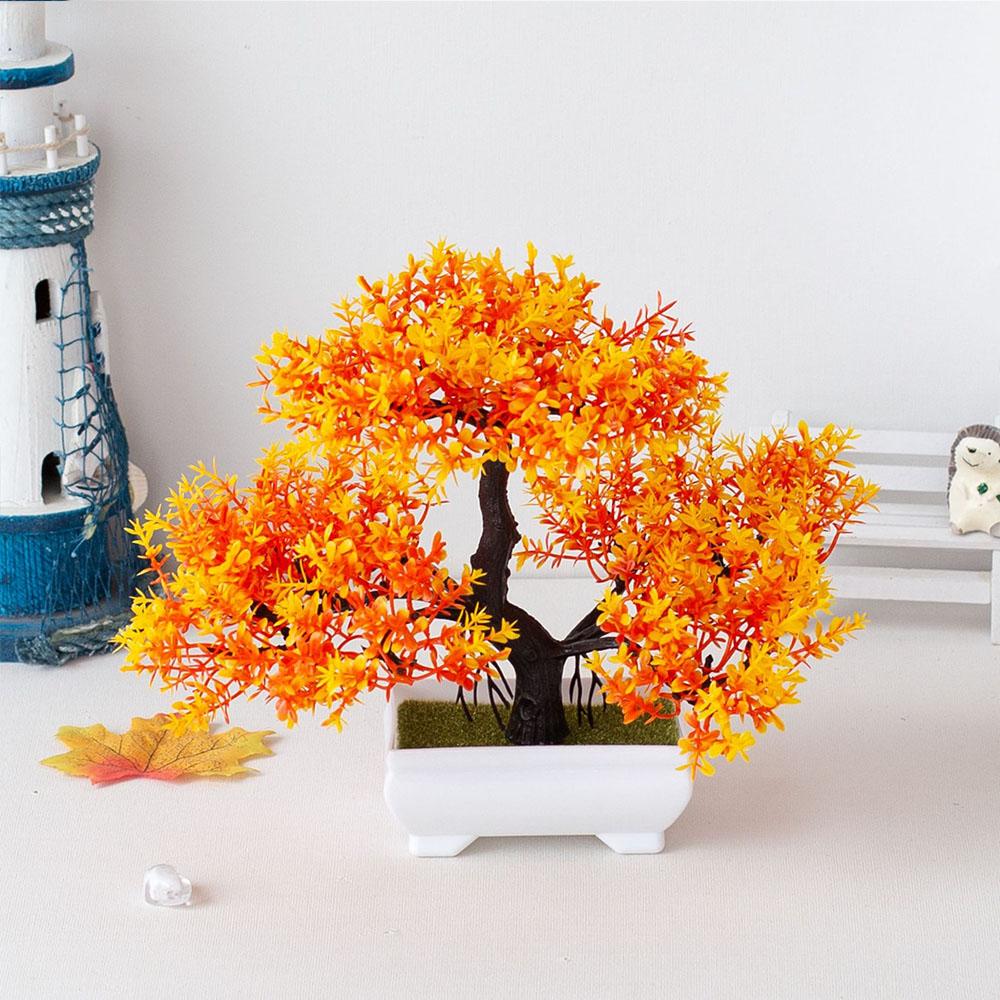 Artificial Plastic Plants Bonsai Small Tree Pot Potted Flower Garden Fake Plant Arrangement Ornaments Room Home Table Decor