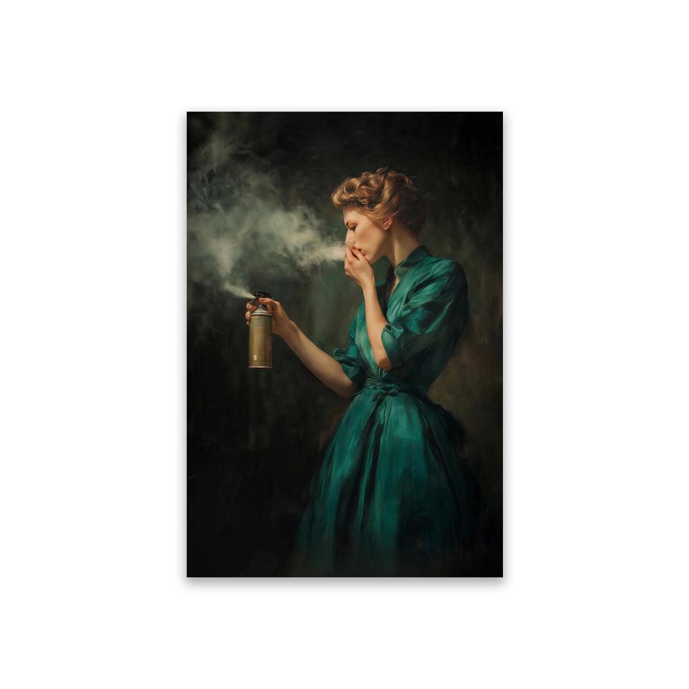 Funny Bathroom Art Print Woman Reading on Toilet Poster Funny David Bathroom Wall Art Print Vintage Classic Portrait Decor 21X30CMNo Framed