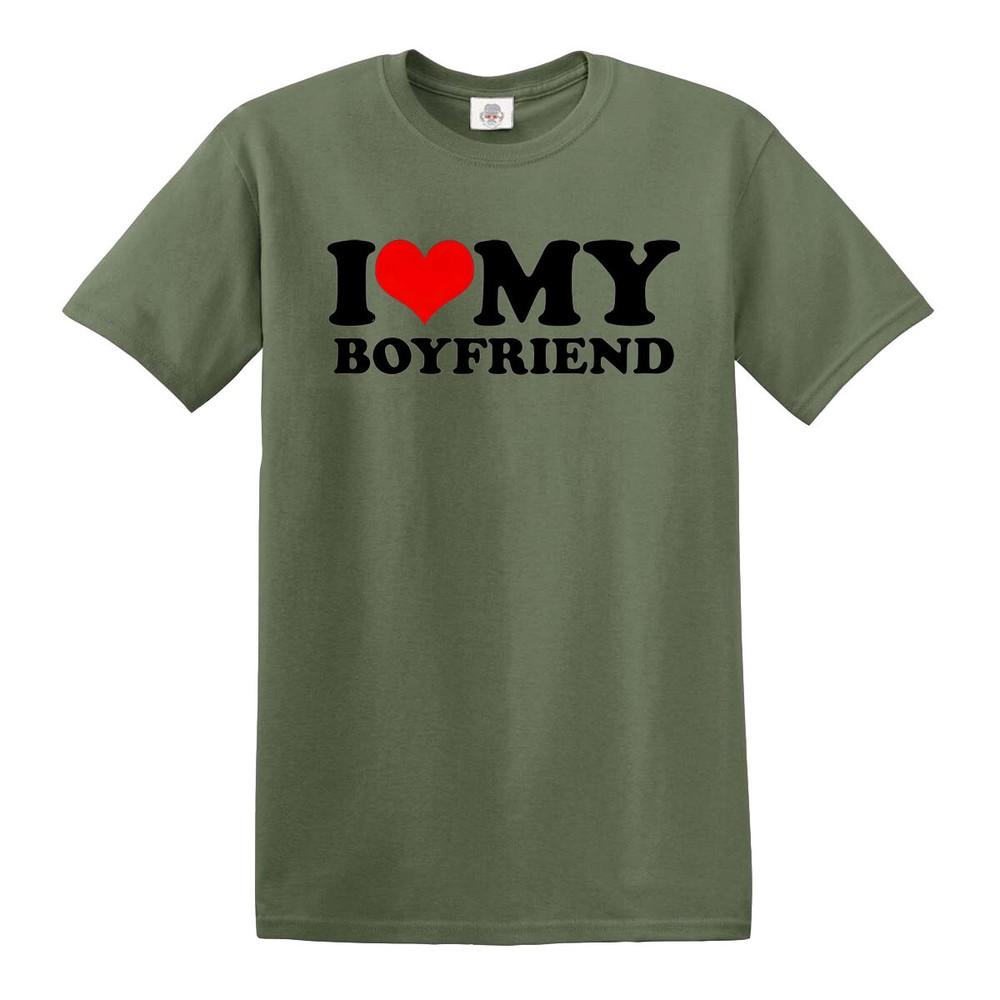 Funny I Love My Boyfriend Heart Gift Joke Novelty Unisexs TShirts Tee Top