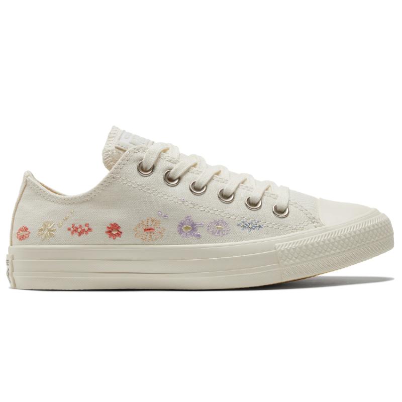 Converse Women's Chuck Taylor All Star Low 'Embroidered Floral Egret' Women's Beige