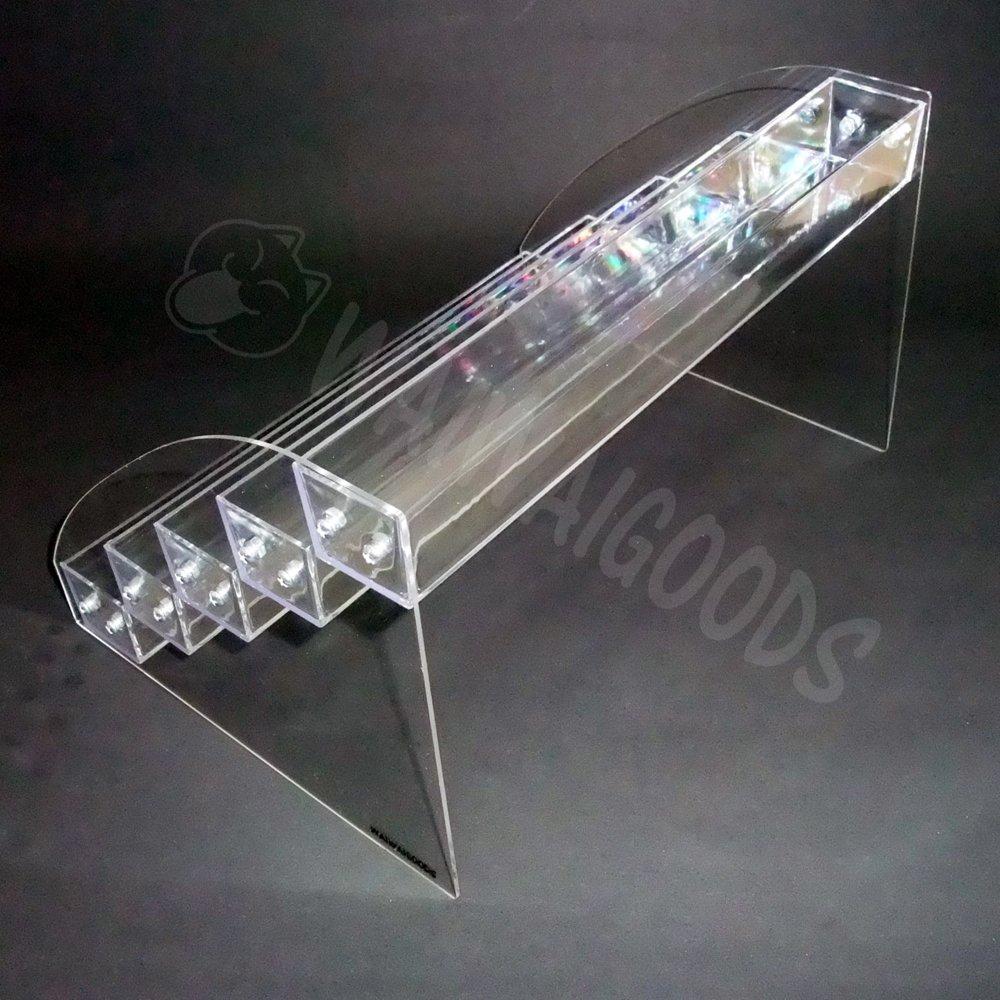 WAIWAIGOODS Clear Acrylic Display Stand, Collection Storage Case for Cosmetics, Small Items, Figures, Tiered Display, Assembled (5 Tiers)