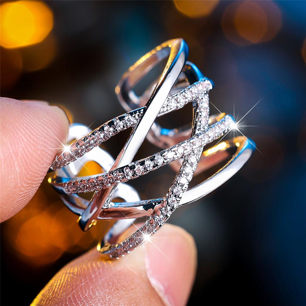 Cute Female Cross Infinity Adjustable Ring Copper Color Open Wedding Jewelry For Women