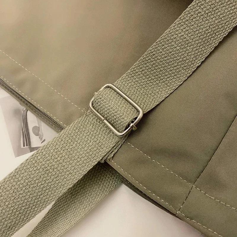 Spring New Ladies Shopping Bag Simple Fashion Handbag 2026 Nylon Waterproof Solid Color Messenger Large Capacity Shoulder Bag