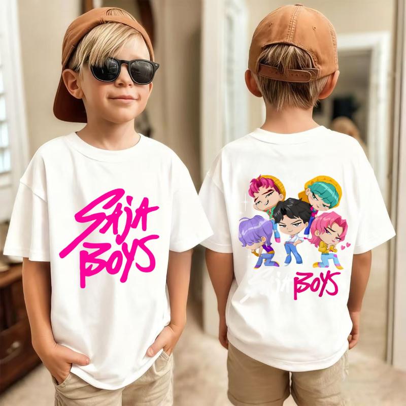

Новая футболка для мальчиков Saja Band Kids Kpop Охотники на демонов Фильм Футболка для мальчиков и девочек Y2K Fashio Повседневная Дышащая Удобная Спортивная футболка 110