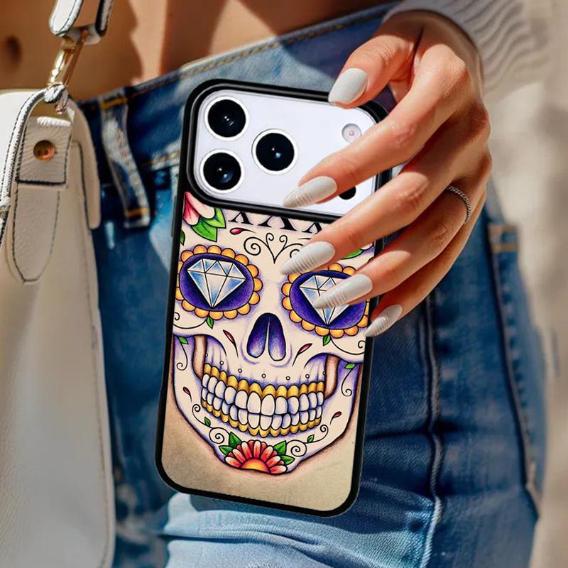 Mexican Sugar Skull Protective Phone Case For iPhone 17 Air 14 15 13 12 Max Cover For Apple 16e 11 Pro Max Plus Coque