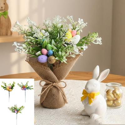 Rama de Flores de Huevo Falso de Pascua Hecha De Plástico Ligero Para Uso Estacional Duradero.