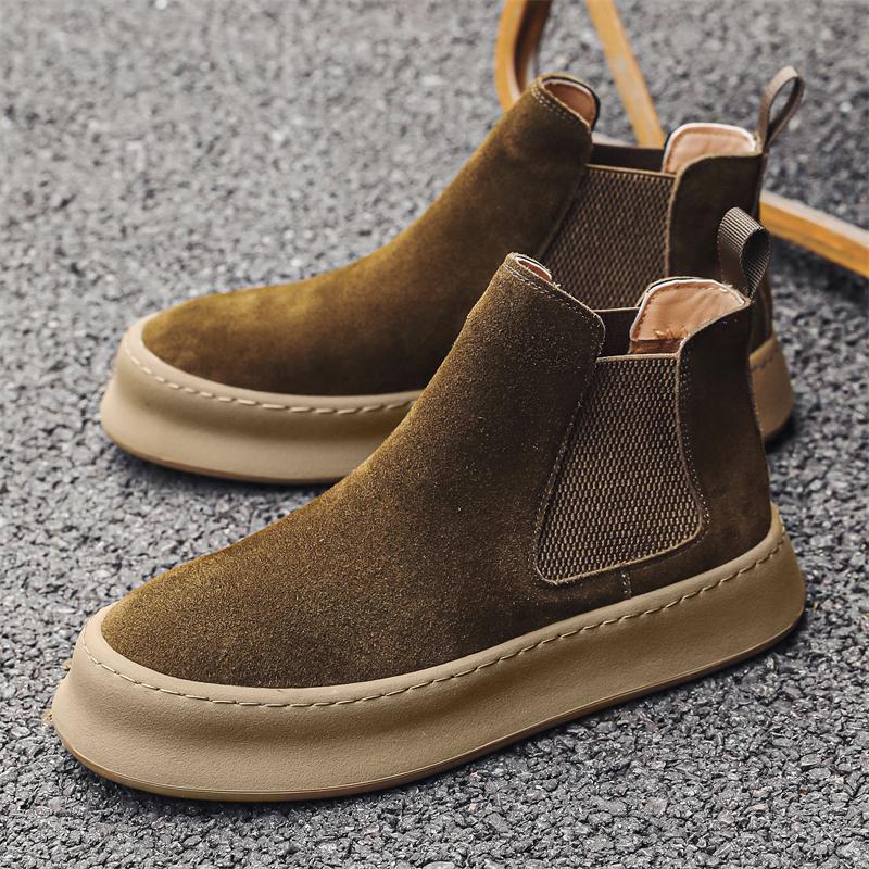 Pánské kotníkové boty z pravé kůže v britském stylu, horký prodej, pánské boty Chelsea, klasické semišové boty Chelsea, volnočasová chůze, obuv