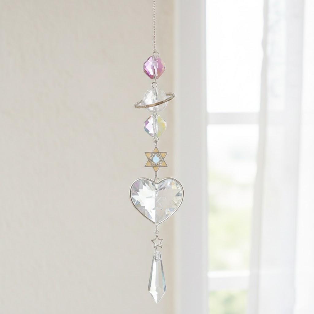 

12 Crystal Prisms Wind Chime Rainbow Maker Sun Catcher Handmade Hanging Decor for Home Garden Indoor Outdoor
