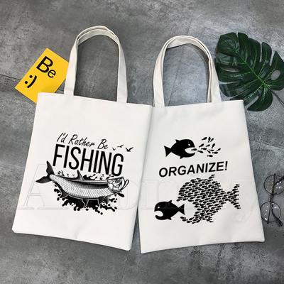 Alle Arten von Fisch-Shopper-Taschen, Einkaufstasche, Tragetasche, Umhängetasche, Segeltuchtaschen, große Kapazität, College-Handtasche