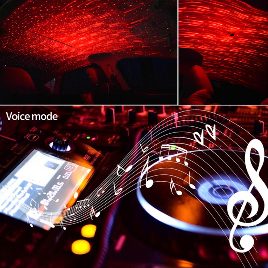 Car Ceiling Red LED Atmosphere Projector Galaxy Star Light Set Armrest Box Mount