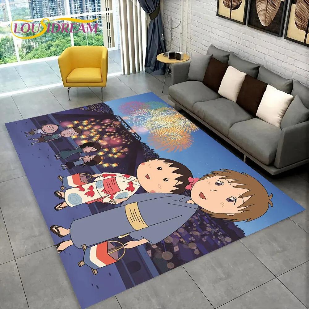 Chi-bi Maruko Sakura Momoko Area Rug Large,Carpet Rug for Living Room Bedroom Sofa Doormat Decoration,kids Non-slip Floor Mat 3D