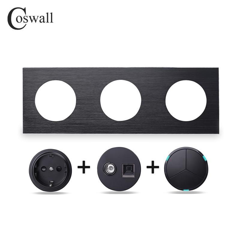 

COSWALL R11 R12 Black Pulse Push Button Dimmer 20A Water Heater Footlight Intermediate Wall Light Switch Switched DIY