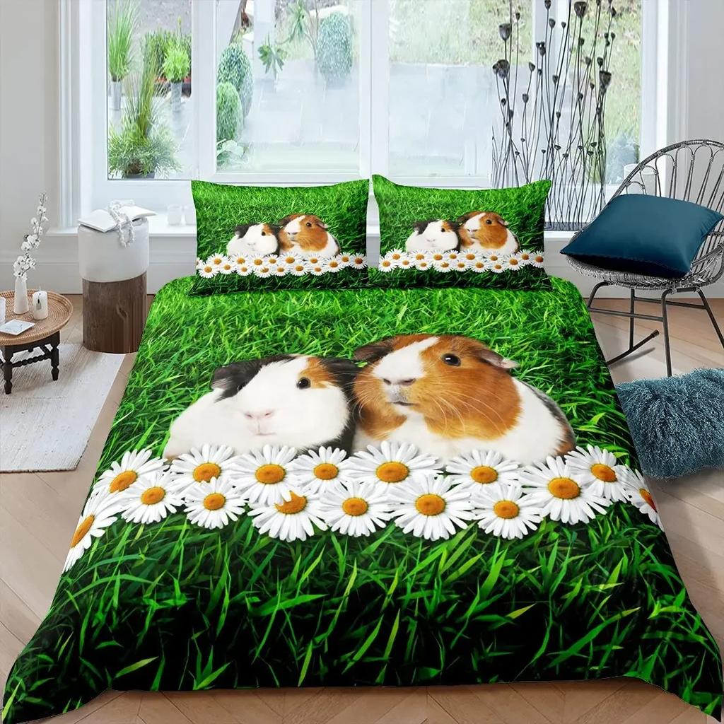 Copripiumino porcellino d'India king/queen size per bambini adolescenti ragazzi ragazze, simpatico cartone animato criceto roditore set biancheria da letto per camera da letto dormitorio