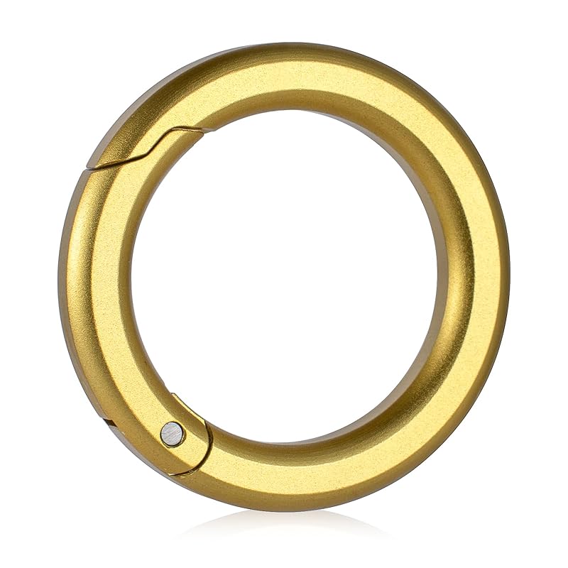 

[TIMULTI] round shape carabiner key ring key ring Fashionable lightweight small size one touch storage (1, aluminum gold)