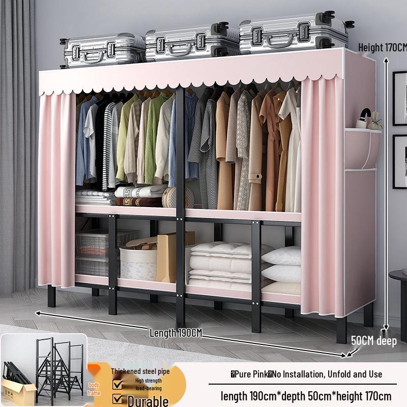 No-Assembly Wardrobe with Drawers: Foldable and Durable for Bedroom or Rental Room