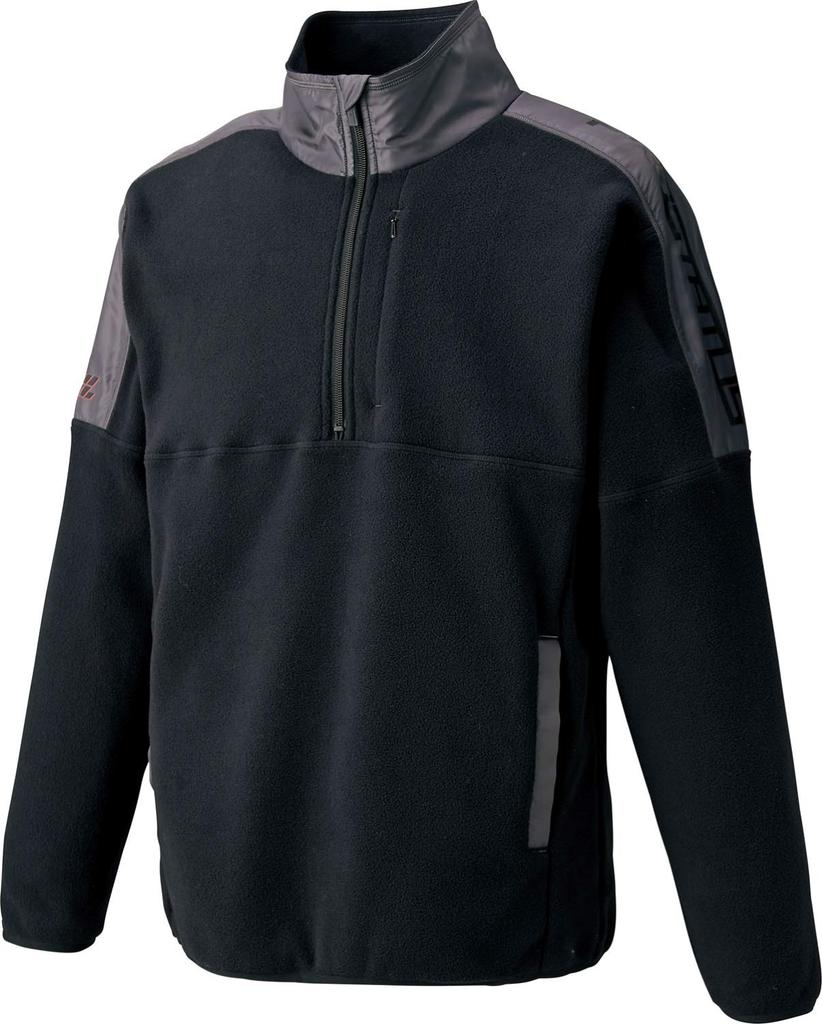 ZETT Baseball Pro Status Fleece Cold Size BOF824 Half-Zip Hoodie, Weather, Black, L,