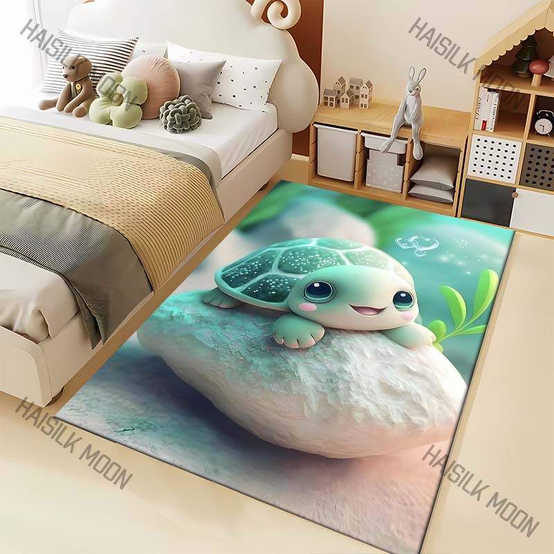1PC Cute Little Turtle Print Carpet for Living Room Bedroom Bedside Floor Mat Sofa Table Area Rugs Home Decor Luxury Gift 40x60cm
