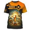Men's Short-sleeved T-shirt Casual Sportswear Streetwear 3D Printed Beer Pattern Summer Lightweight Breathable Fabric Harajuku