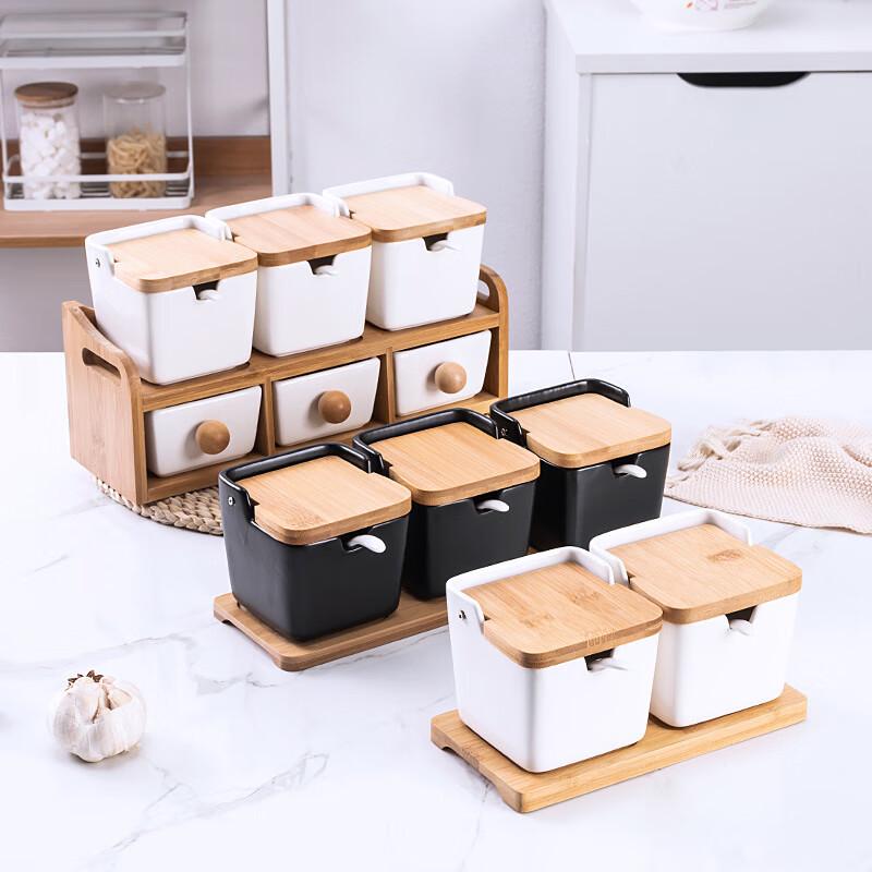 Square Ceramic Seasoning Jar Set