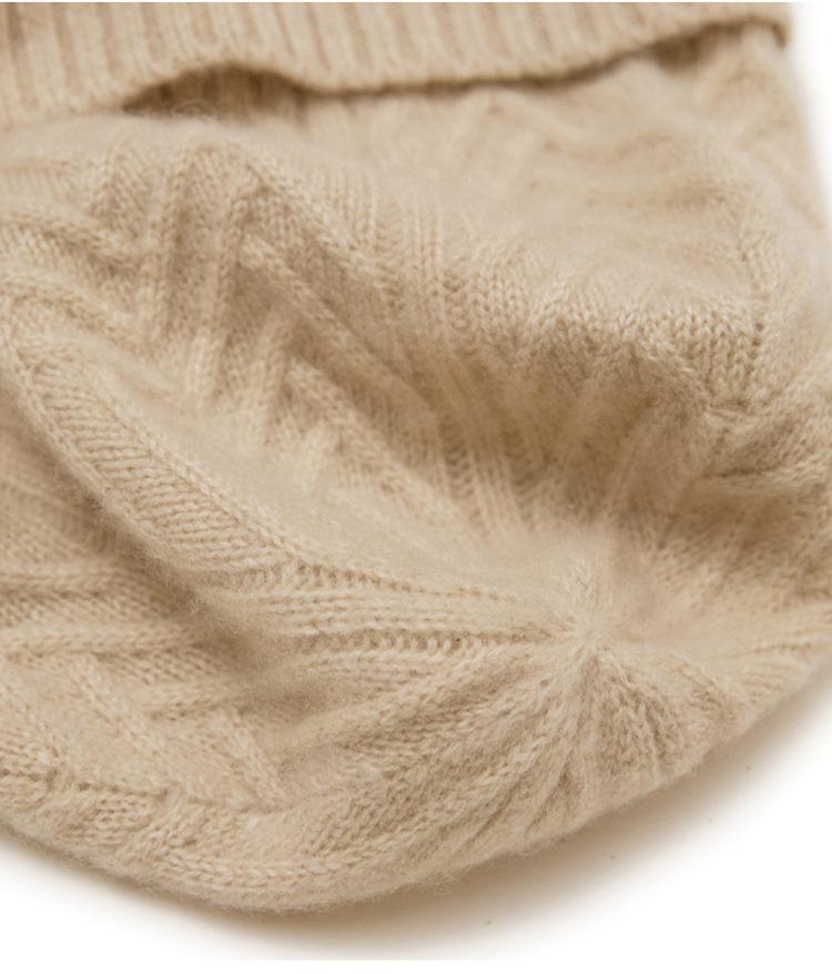 Kang Sai Ni Women's 100% Pure Cashmere Knitted Hat – Warm, Thick, and Perfect for Autumn/Winter Outdoors.