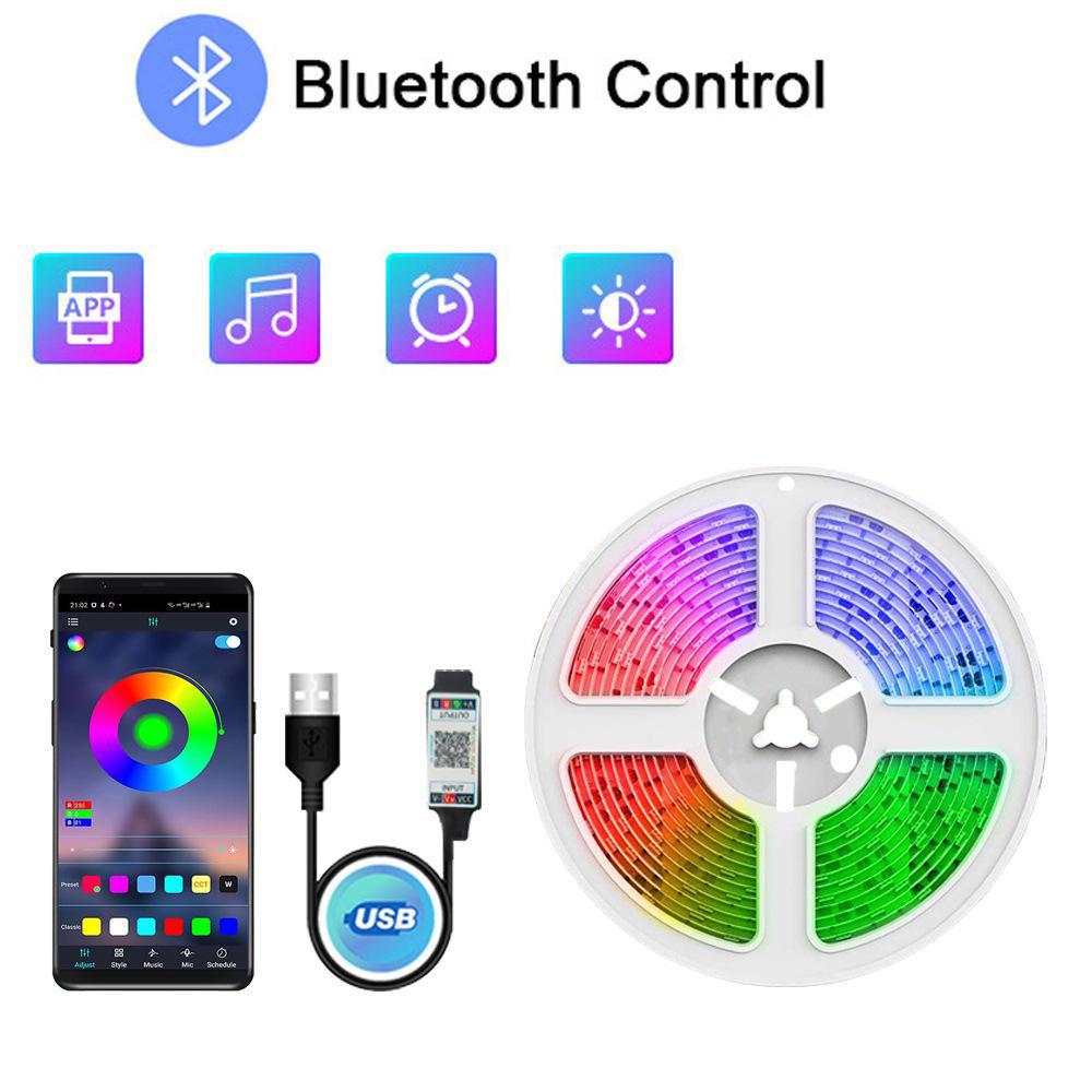 RGB LED Light Strip Set with 5V USB, 24-Key Remote & Bluetooth for TV Backlighting