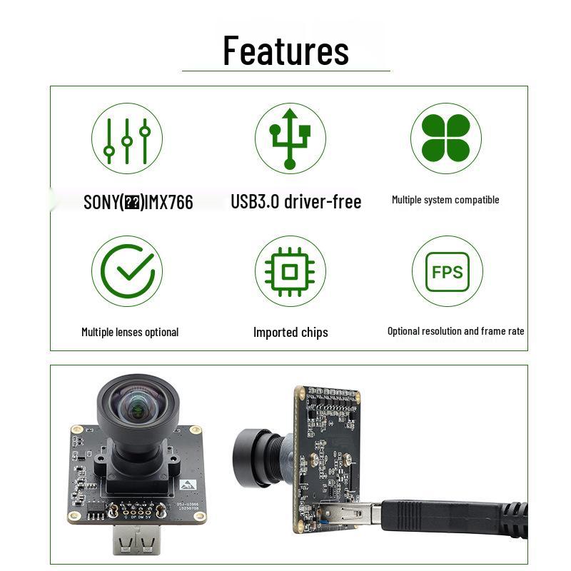 12MP USB 3.0 Camera Module IMX766 HD 4K/60fps for Machine Vision & File Scanning (Driverless)