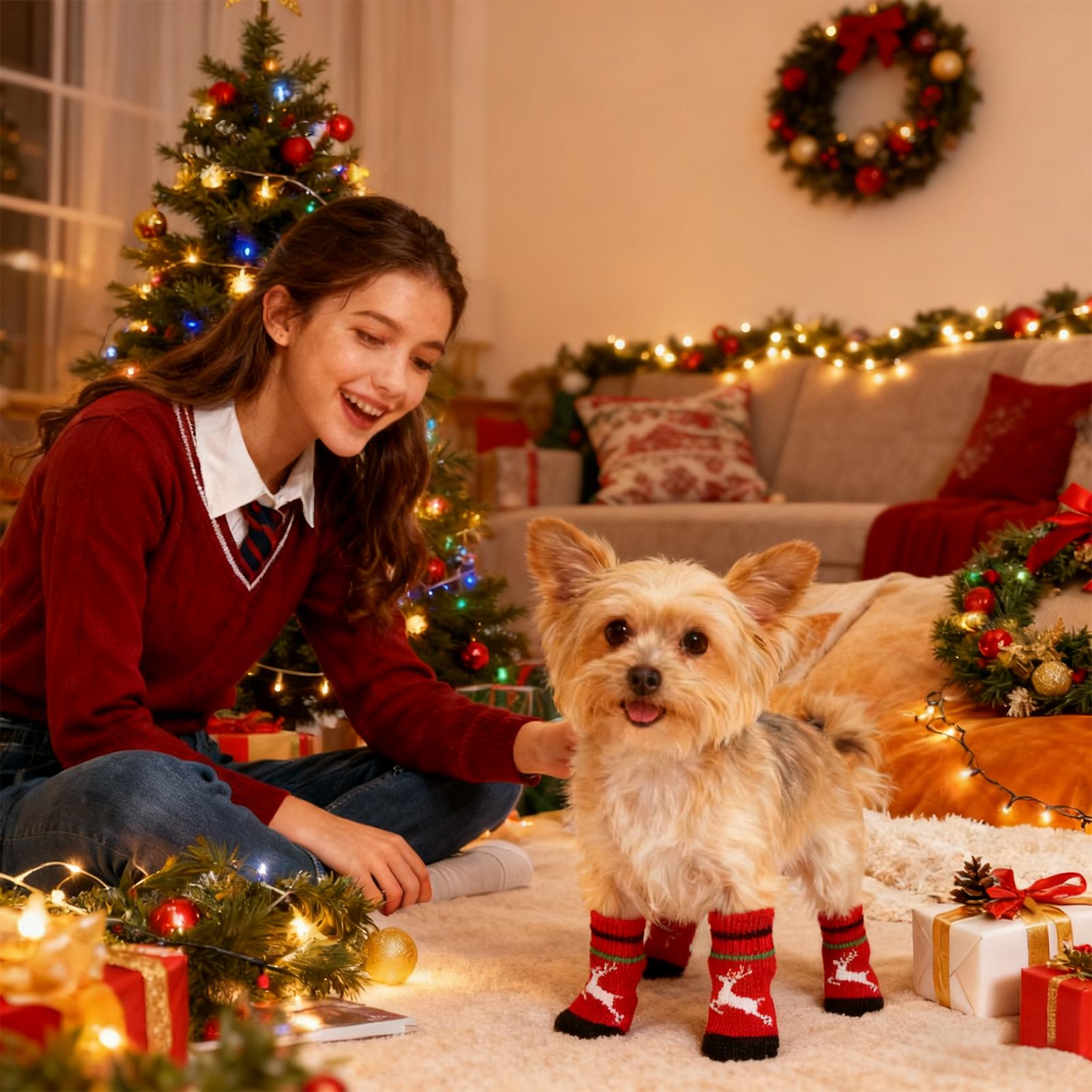 

Рождественские носки, Санта, Снеговик, Чехлы, Плюшевый мишка, Царапины, Грязь, Маленькая собака, Домашнее животное, Рождественские носки для питомца S