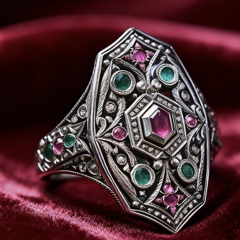 2026 New Environmentally Friendly Ring Retro Luxury Full Diamond Women's Jewelry European and American Jewelry