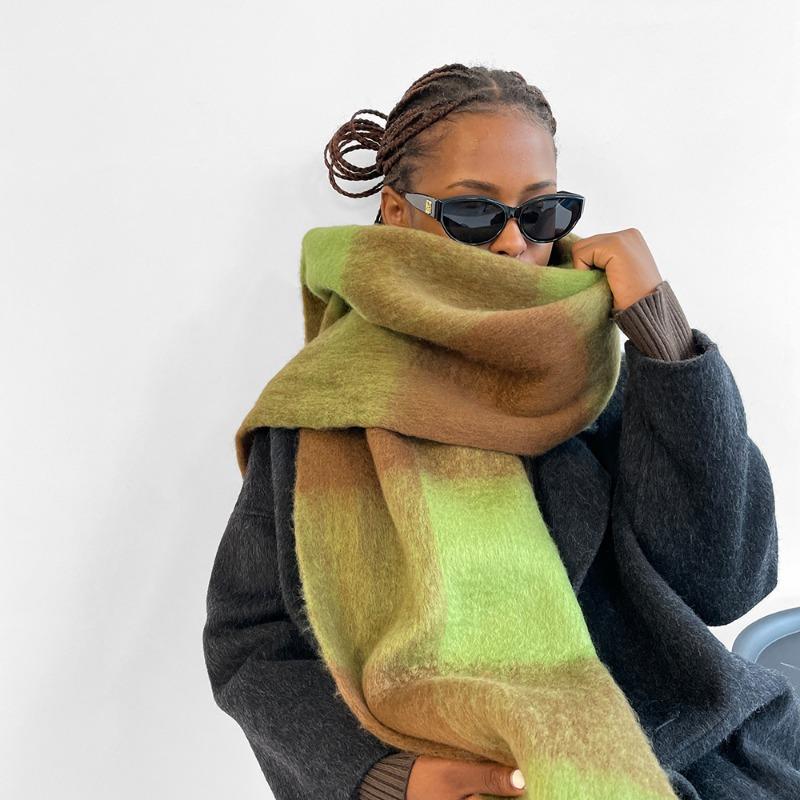 Neuer farbiger Mohair-Schal Mode High Sense verdickter Karoschal Schal Schal Stola