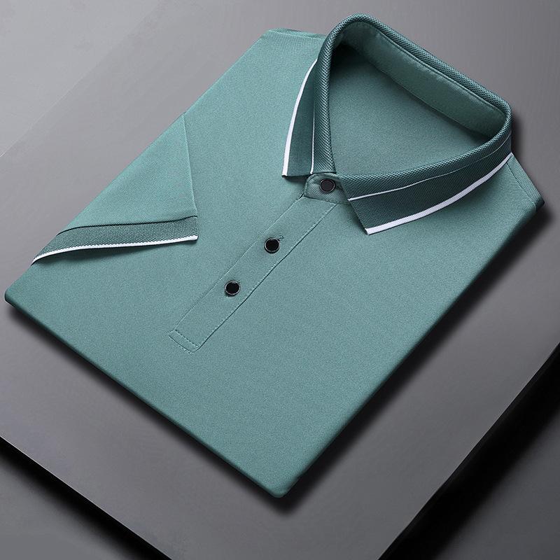 

Летняя футболка с коротким рукавом для мужчин, молодых и среднего возраста, повседневная тонкая мужская рубашка поло в полоску с лацканами XXXXL