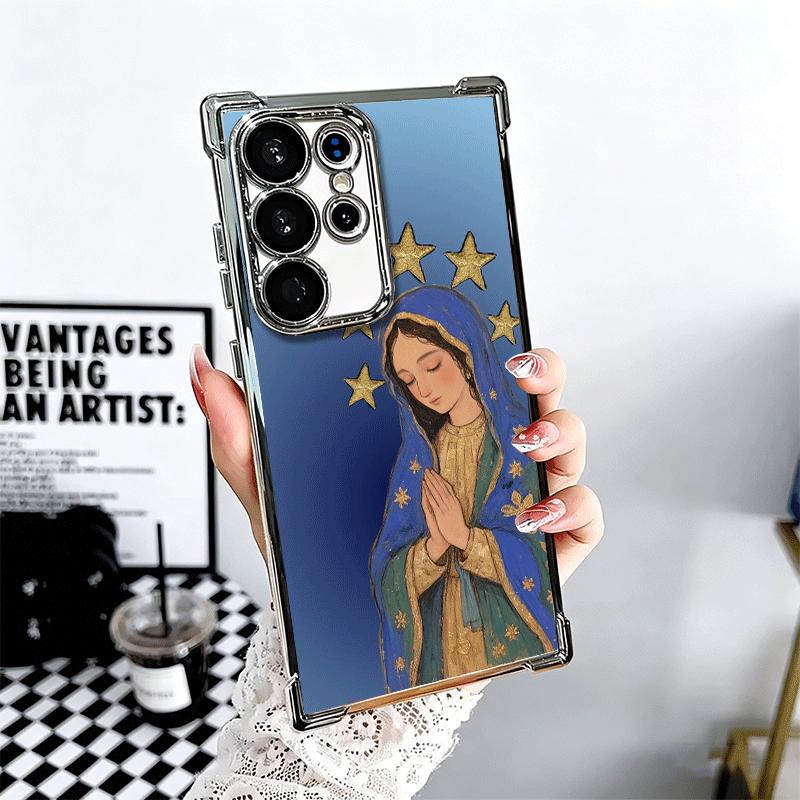 Virgen Mary Virgin De Guadalupe Plating Phone Case For Samsung Galaxy S24 S25 FE S26 Edge S23 Ultra S22 S21 Plus S20 Anti-Fall A